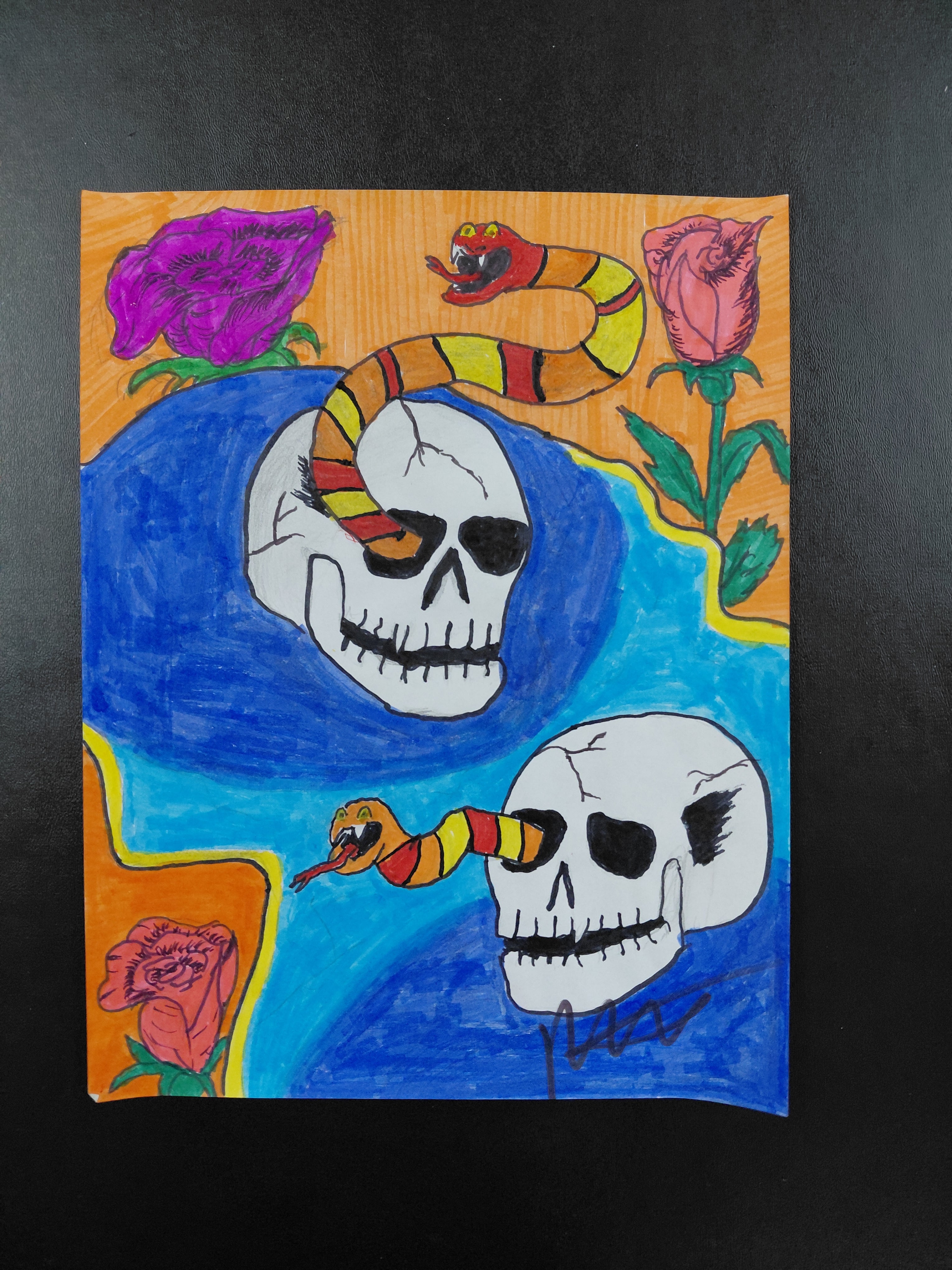 Skull and Flowers
